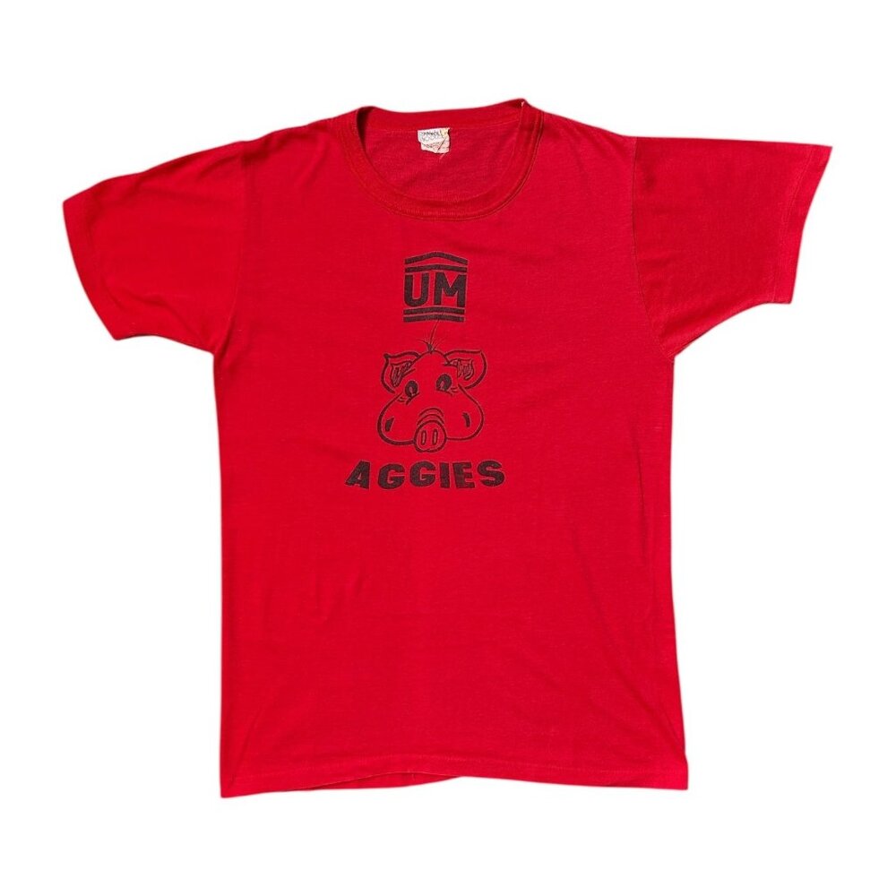 80s Vintage University of Manitoba Aggies Pig T-shirt 1981 Single Stitch Thin.